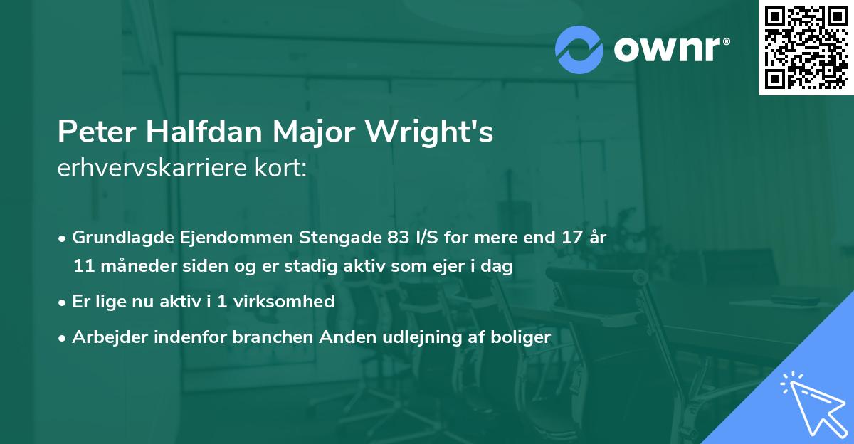 Peter Halfdan Major Wright's erhvervskarriere kort