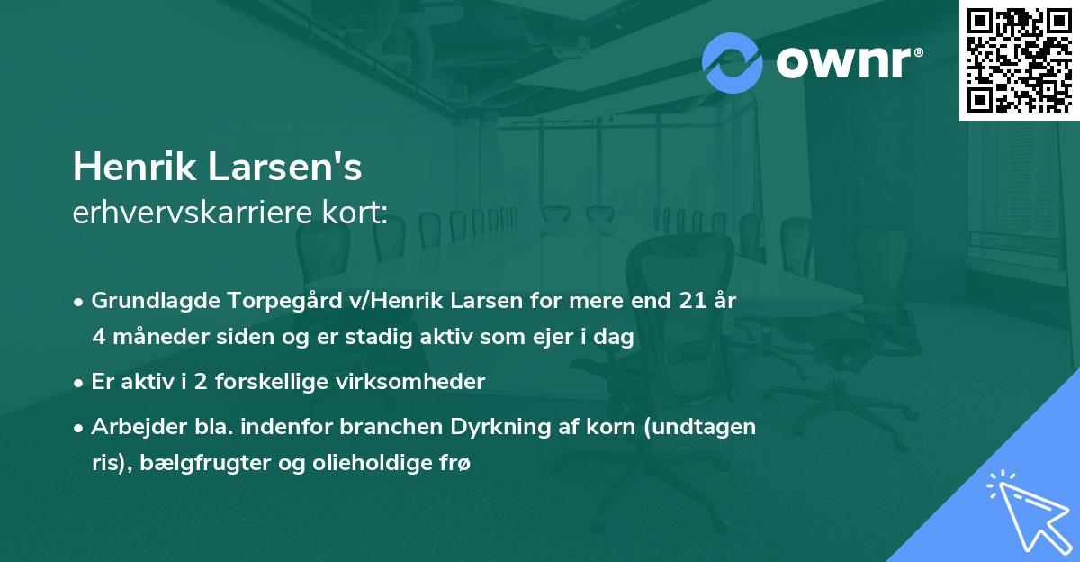 Henrik Larsen's erhvervskarriere kort