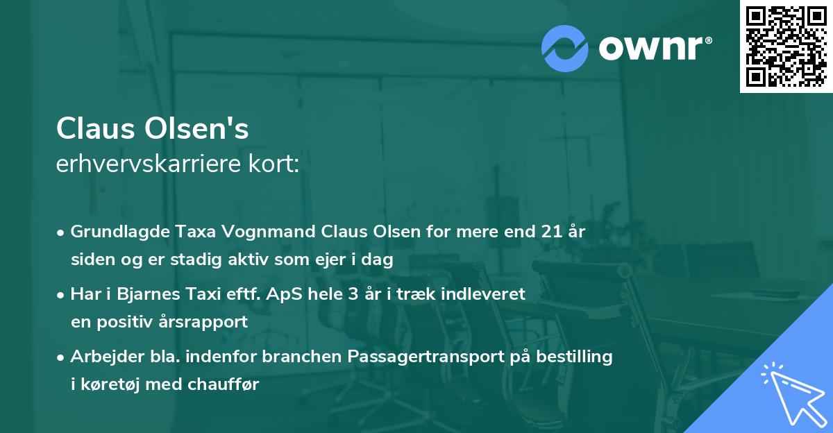 Claus Olsen's erhvervskarriere kort
