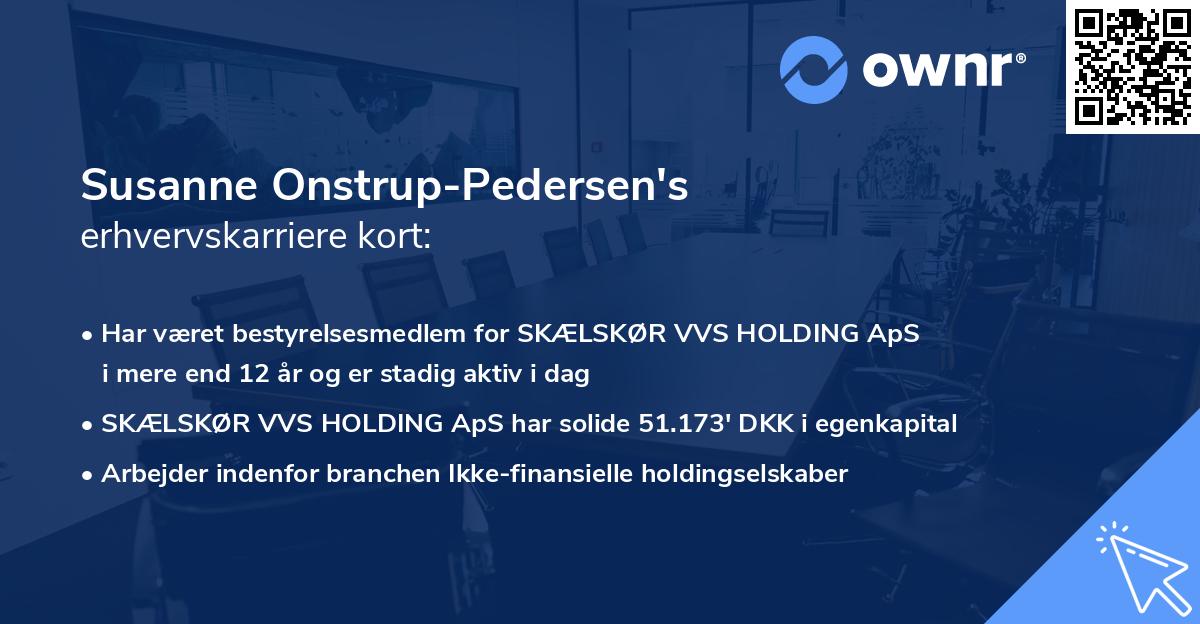 Susanne Onstrup-Pedersen's erhvervskarriere kort