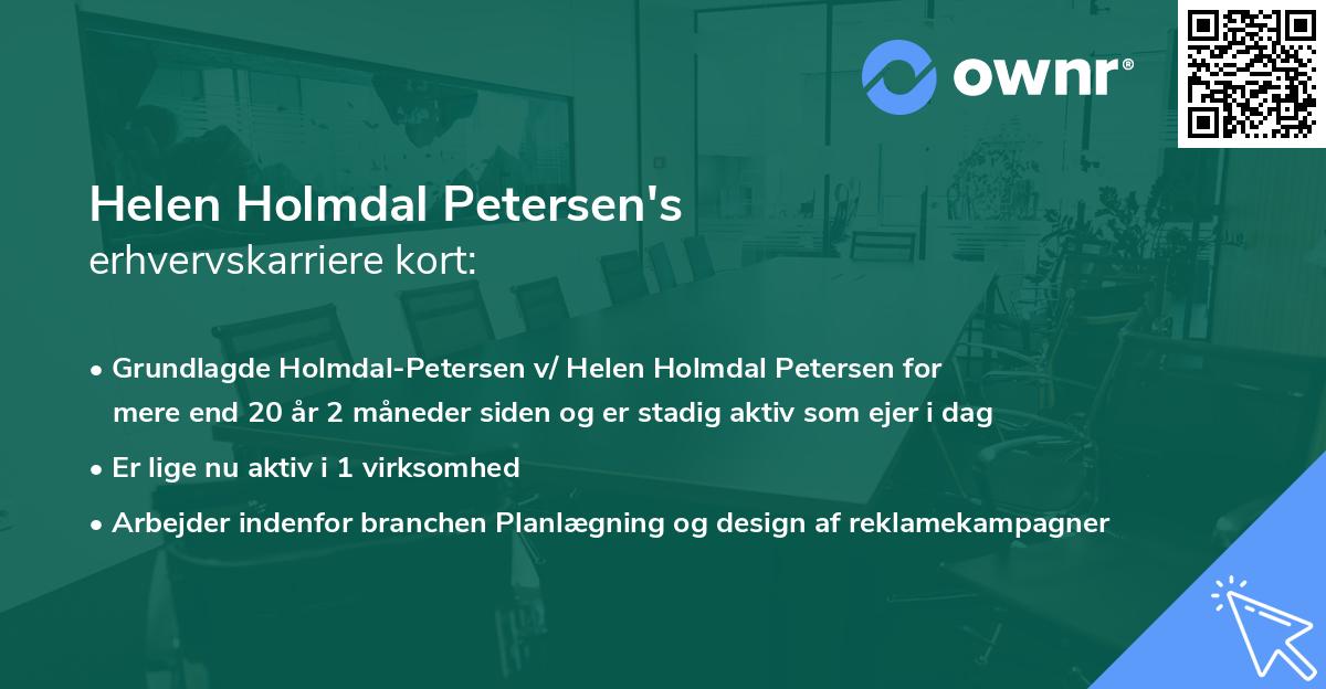 Helen Holmdal Petersen's erhvervskarriere kort