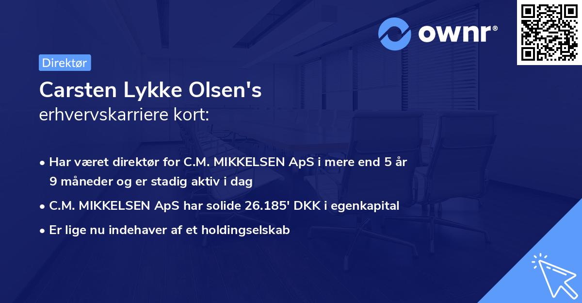 Carsten Lykke Olsen's erhvervskarriere kort