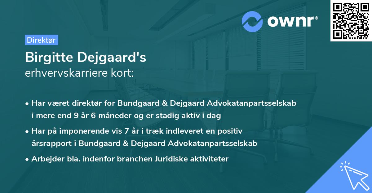 Birgitte Dejgaard's erhvervskarriere kort