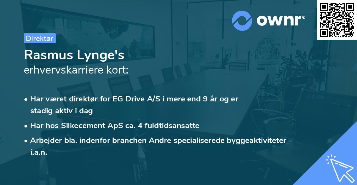 Rasmus Lynge's erhvervskarriere kort