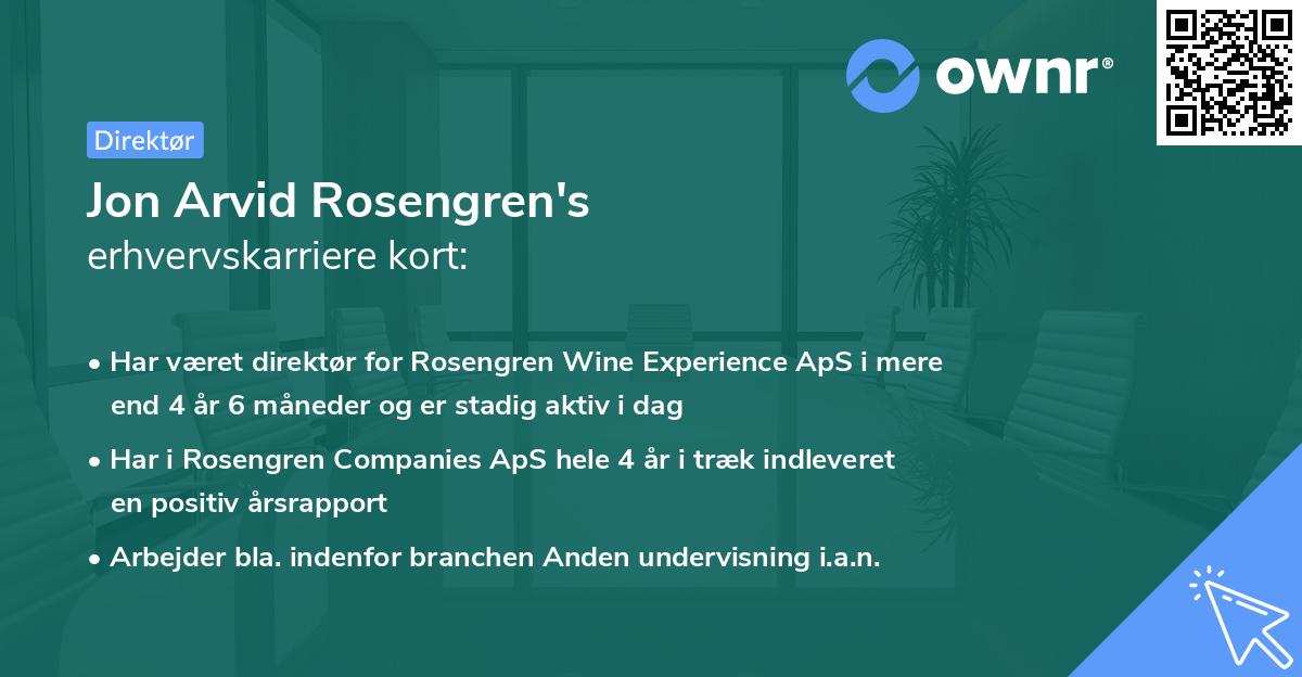 Jon Arvid Rosengren's erhvervskarriere kort