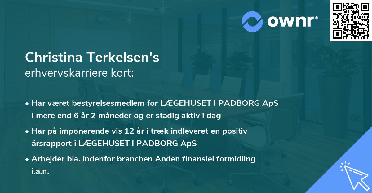 Christina Terkelsen's erhvervskarriere kort