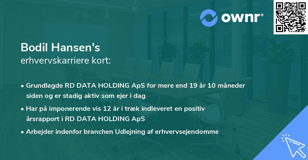 Bodil Hansen's erhvervskarriere kort