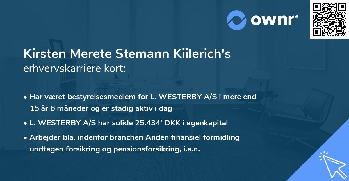 Kirsten Merete Stemann Kiilerich's erhvervskarriere kort