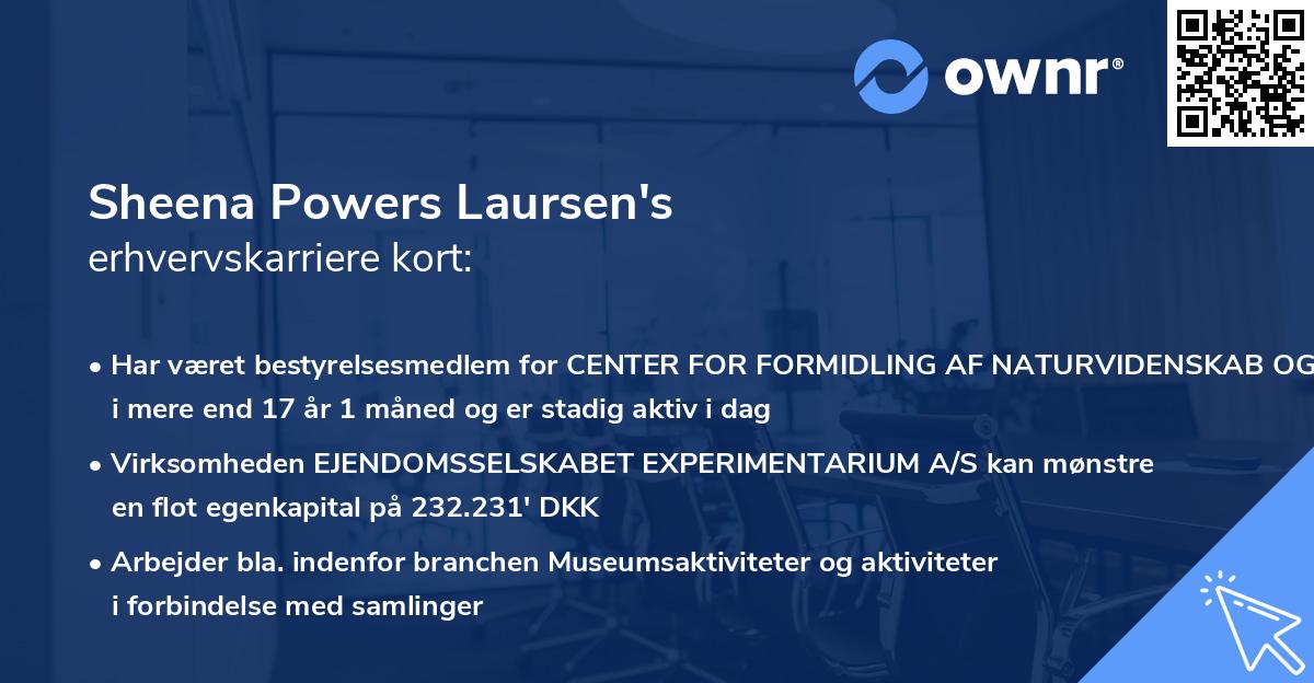 Sheena Powers Laursen's erhvervskarriere kort