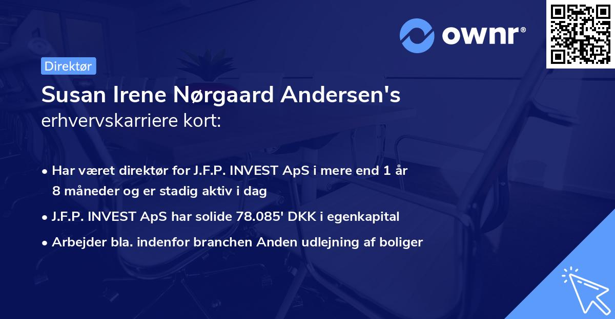 Susan Irene Nørgaard Andersen's erhvervskarriere kort