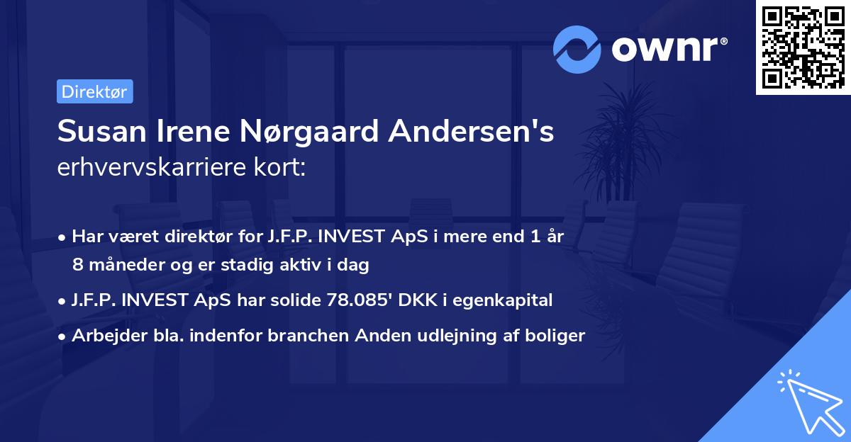 Susan Irene Nørgaard Andersen's erhvervskarriere kort