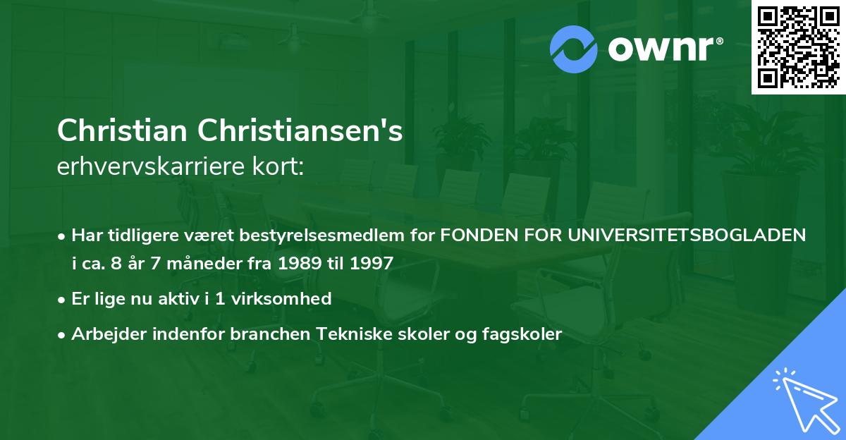 Christian Christiansen's erhvervskarriere kort