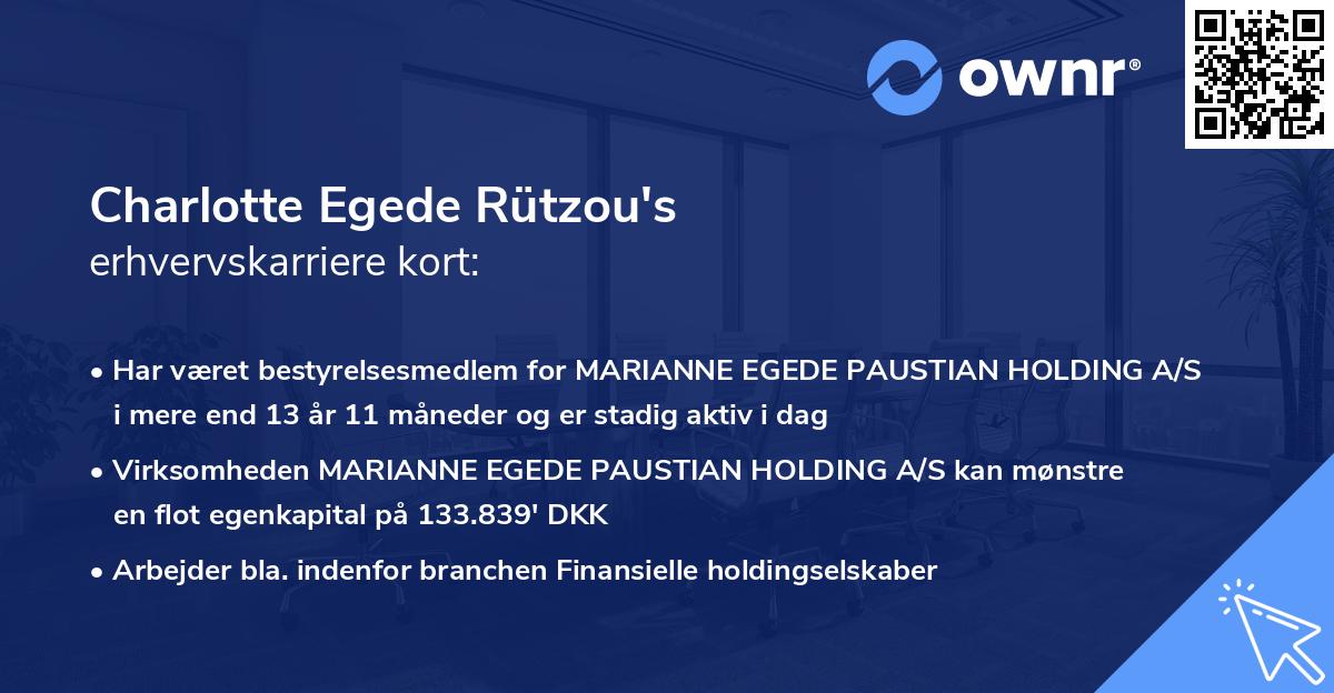 Charlotte Egede Rützou's erhvervskarriere kort