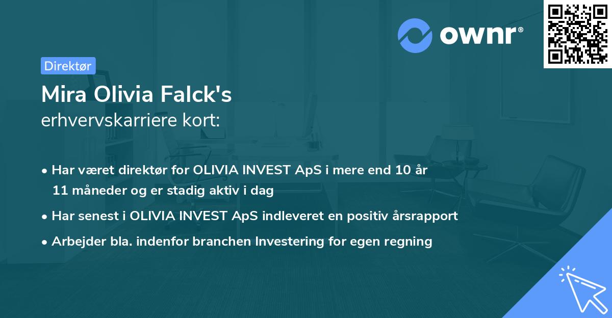 Mira Olivia Falck's erhvervskarriere kort