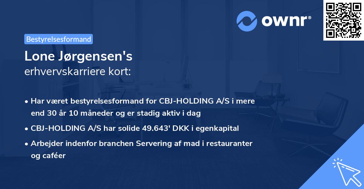 Lone Jørgensen's erhvervskarriere kort