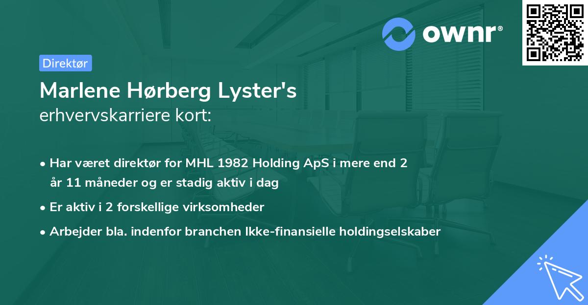 Marlene Hørberg Lyster's erhvervskarriere kort