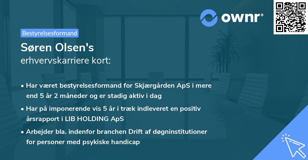 Søren Olsen's erhvervskarriere kort