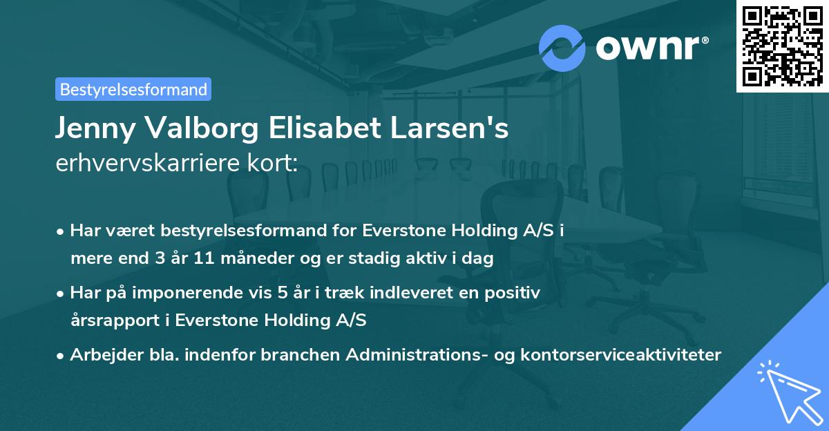 Jenny Valborg Elisabet Larsen's erhvervskarriere kort