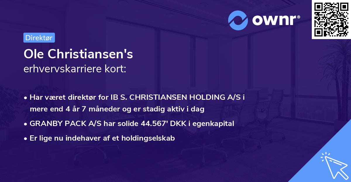 Ole Christiansen's erhvervskarriere kort