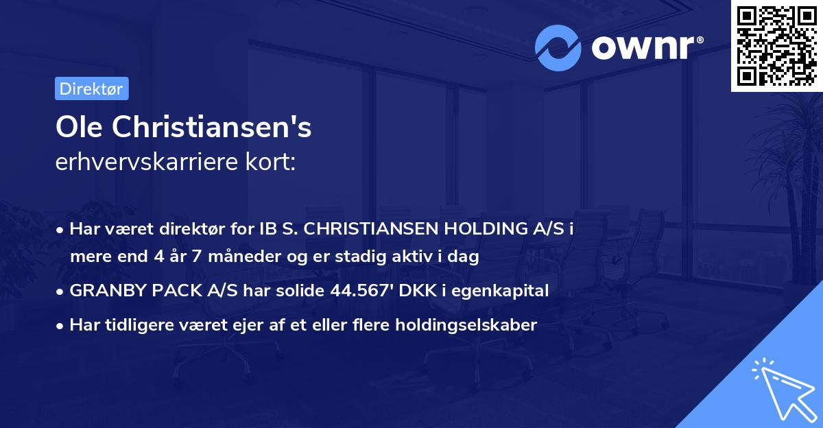 Ole Christiansen's erhvervskarriere kort