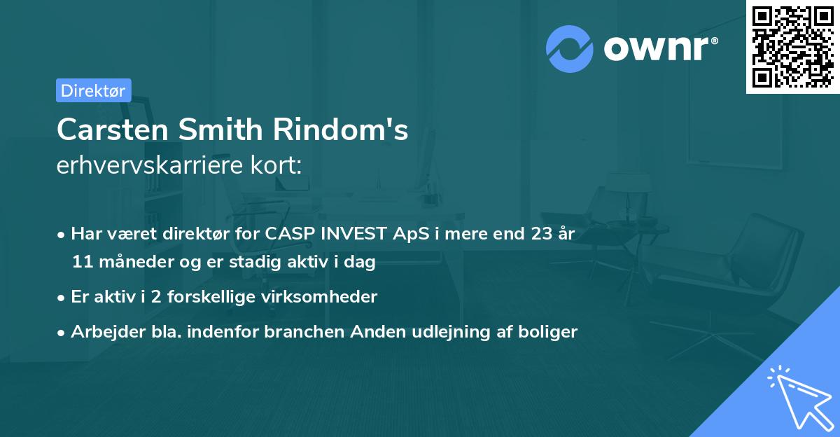 Carsten Smith Rindom's erhvervskarriere kort