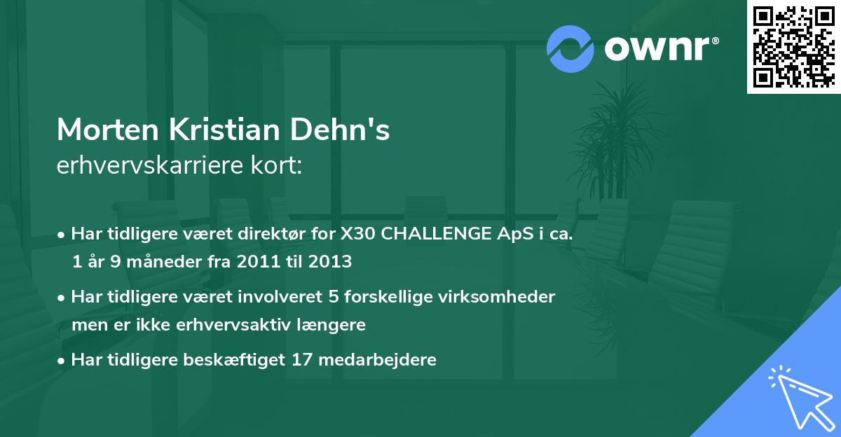 Morten Kristian Dehn's erhvervskarriere kort