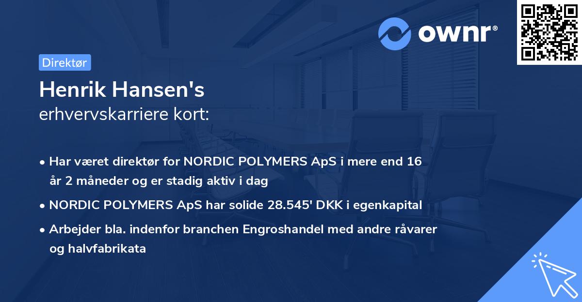 Henrik Hansen's erhvervskarriere kort