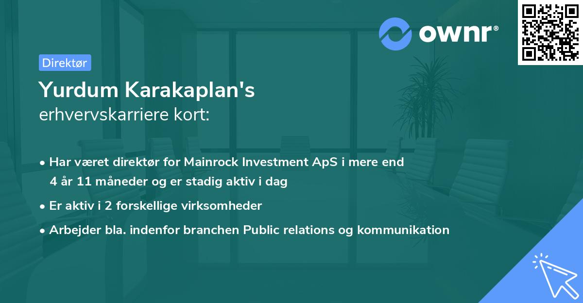 Yurdum Karakaplan's erhvervskarriere kort
