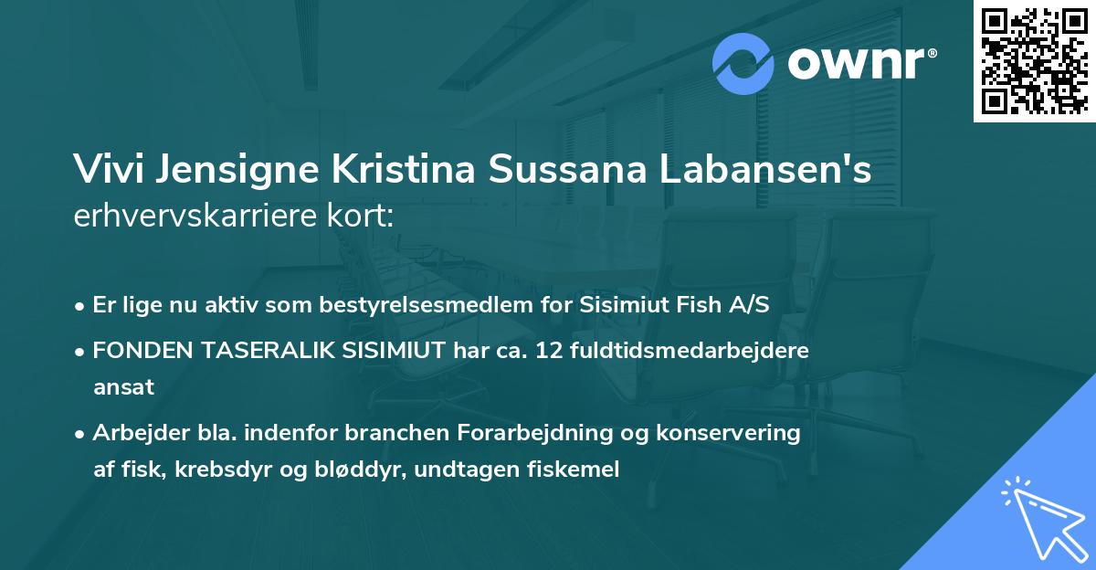 Vivi Jensigne Kristina Sussana Labansen's erhvervskarriere kort