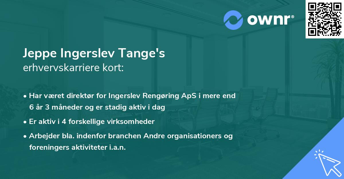 Jeppe Ingerslev Tange's erhvervskarriere kort