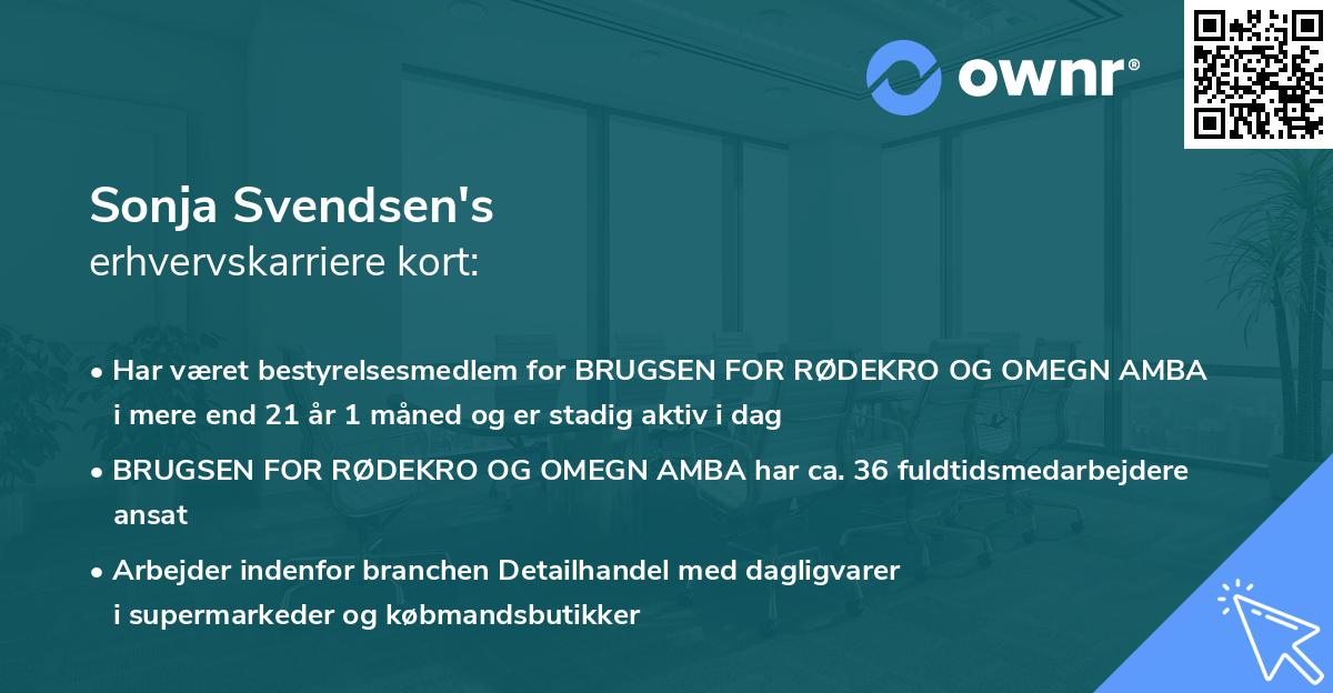 Sonja Svendsen's erhvervskarriere kort