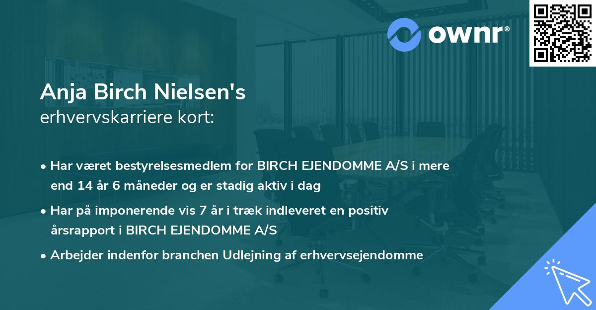 Anja Birch Nielsen's erhvervskarriere kort