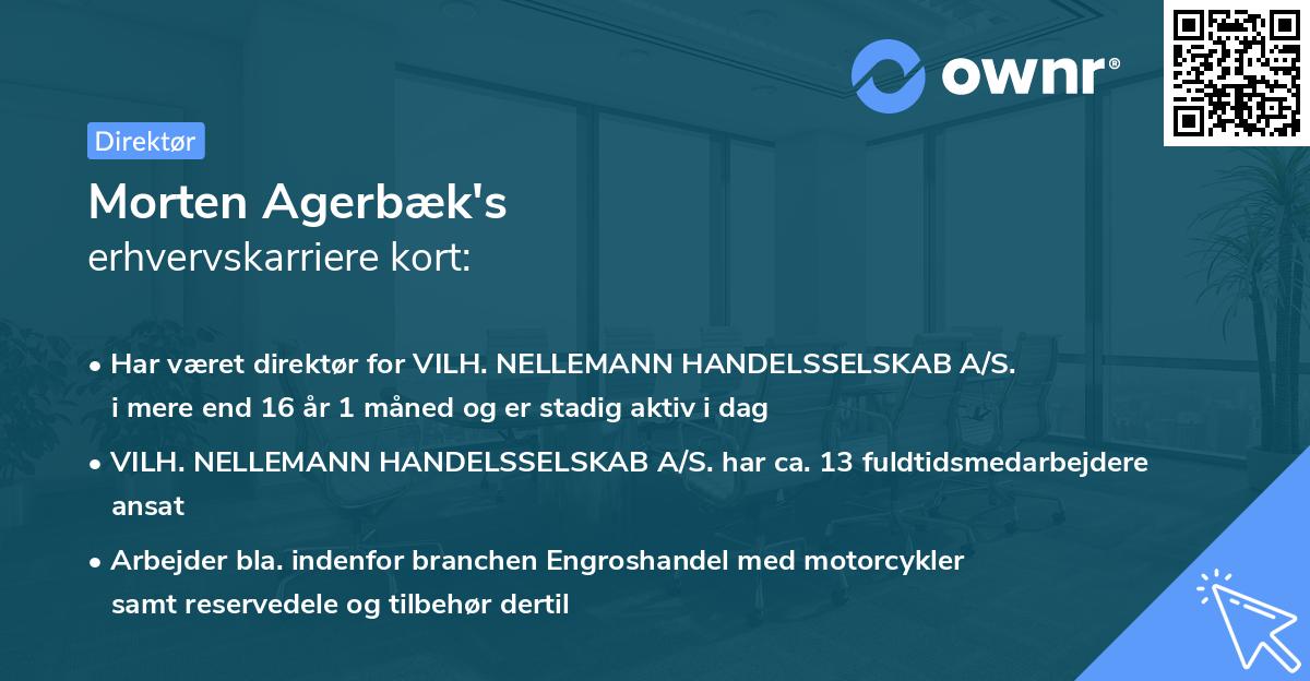 Morten Agerbæk's erhvervskarriere kort