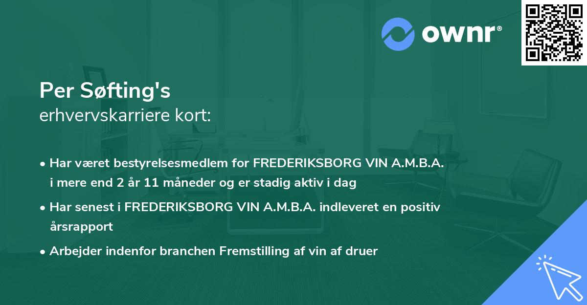 Per Søfting's erhvervskarriere kort