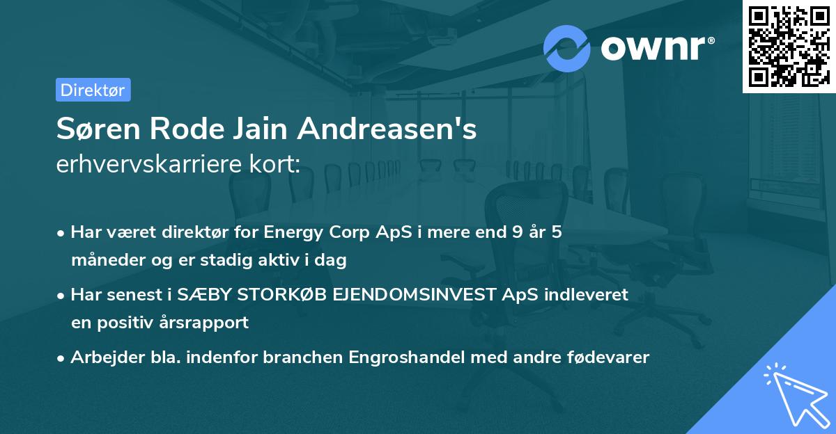 Søren Rode Jain Andreasen's erhvervskarriere kort