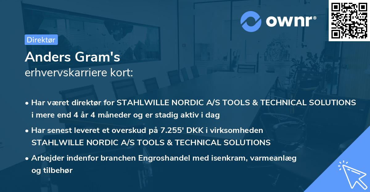 Anders Gram's erhvervskarriere kort