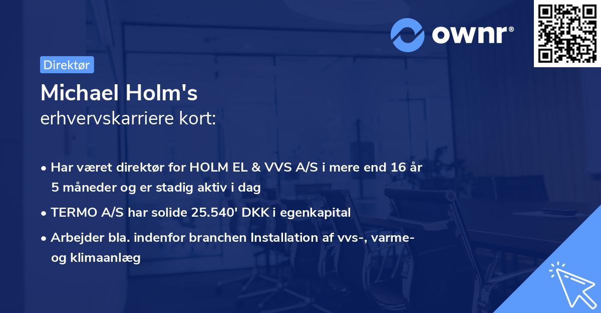Michael Holm's erhvervskarriere kort