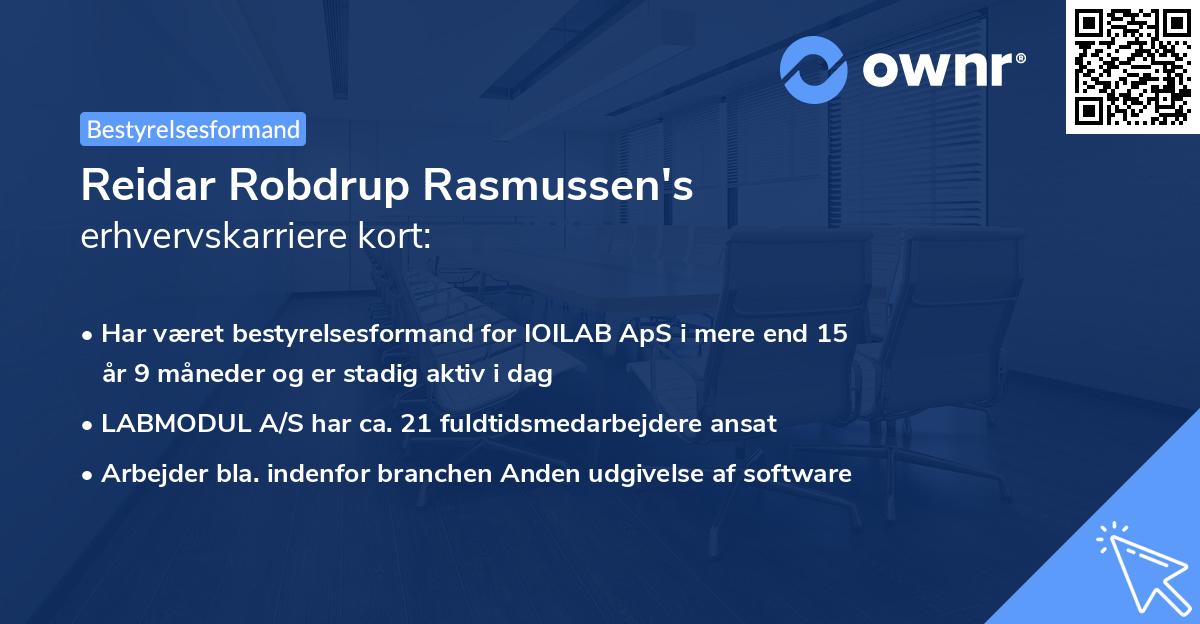 Reidar Robdrup Rasmussen's erhvervskarriere kort