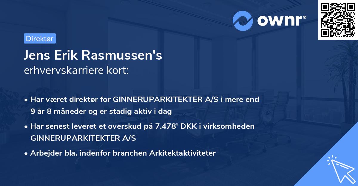 Jens Erik Rasmussen's erhvervskarriere kort