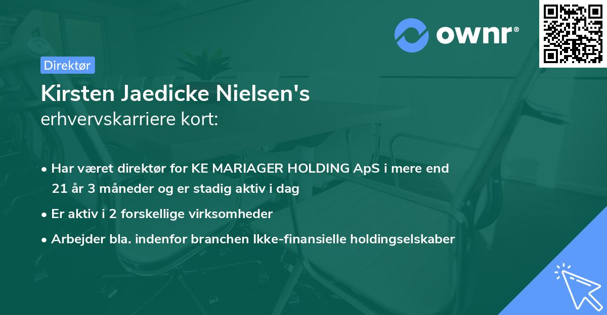 Kirsten Jaedicke Nielsen's erhvervskarriere kort