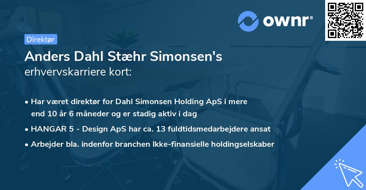 Anders Dahl Stæhr Simonsen's erhvervskarriere kort