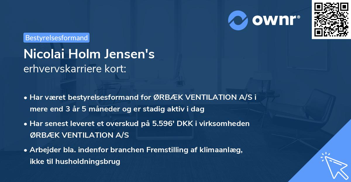 Nicolai Holm Jensen's erhvervskarriere kort