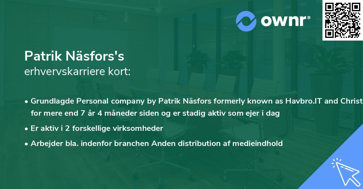 Patrik Näsfors's erhvervskarriere kort