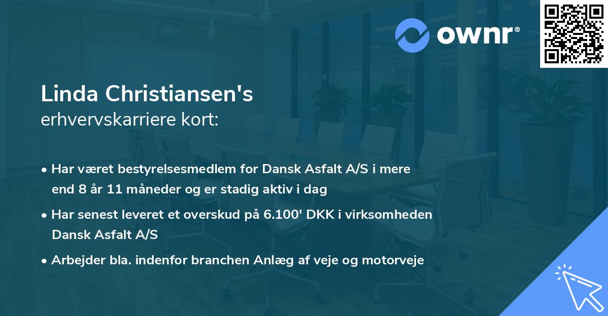 Linda Christiansen's erhvervskarriere kort