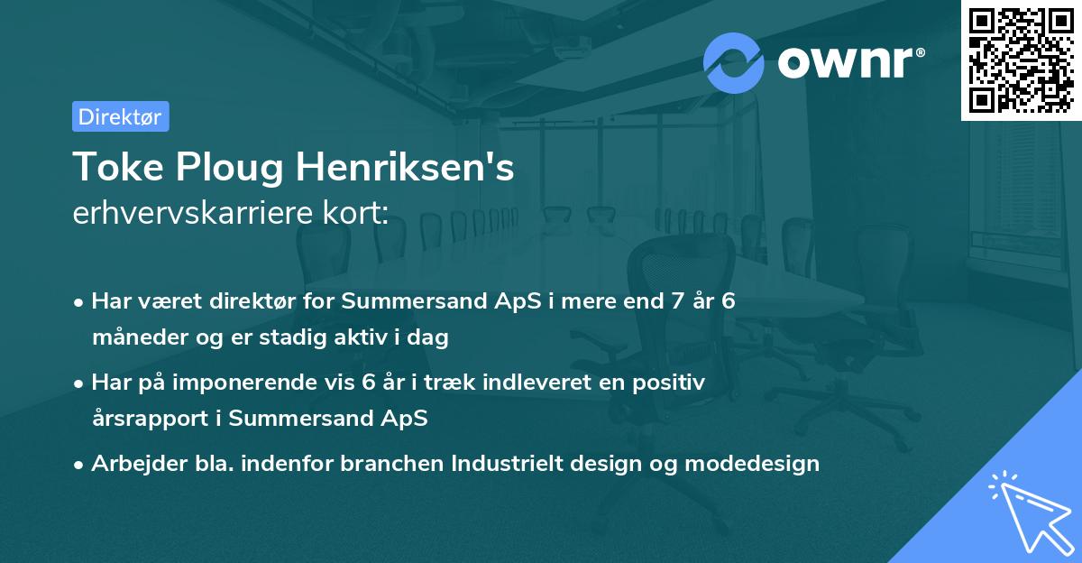 Toke Ploug Henriksen's erhvervskarriere kort