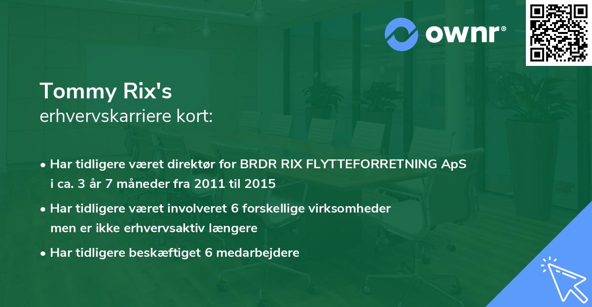 Tommy Rix's erhvervskarriere kort