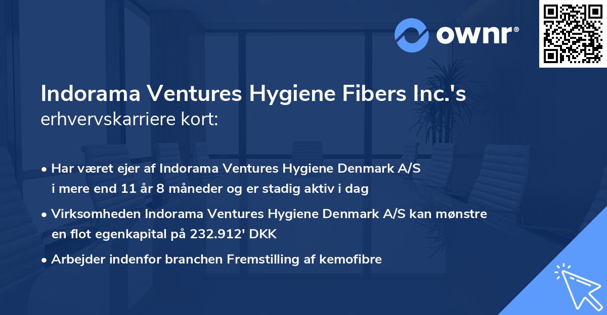 Indorama Ventures Hygiene Fibers Inc.'s erhvervskarriere kort