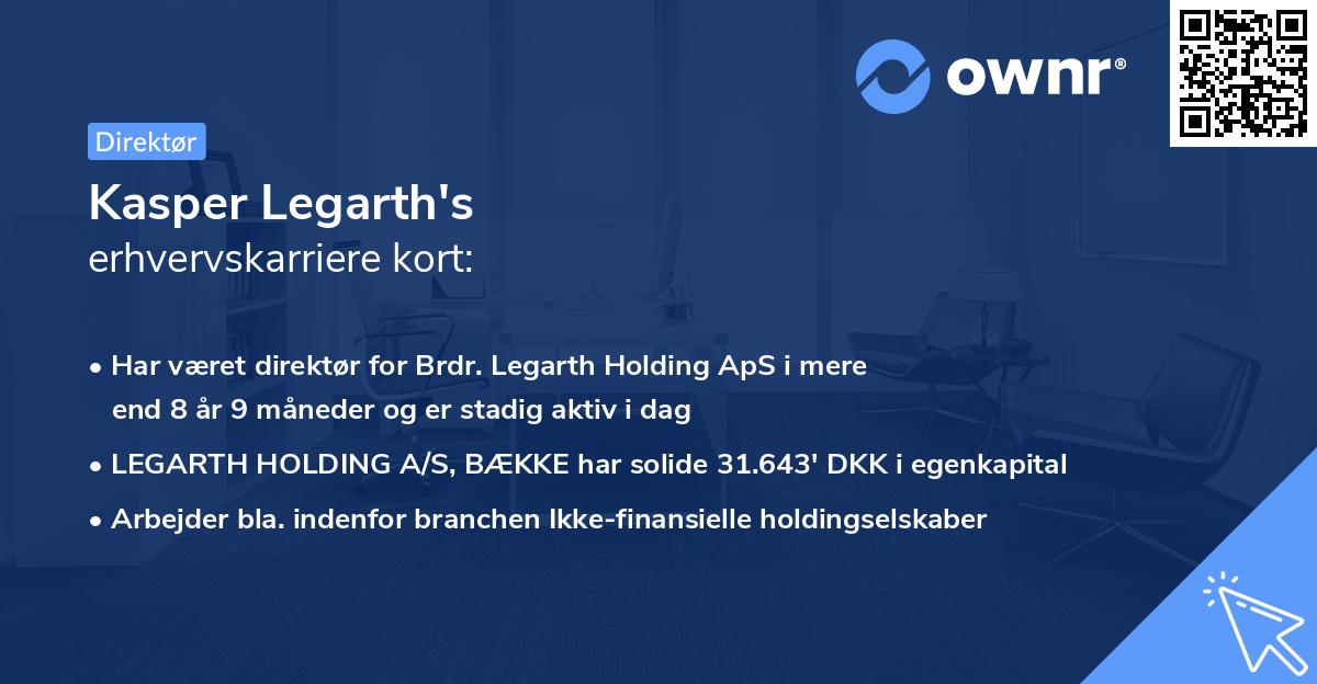 Kasper Legarth's erhvervskarriere kort
