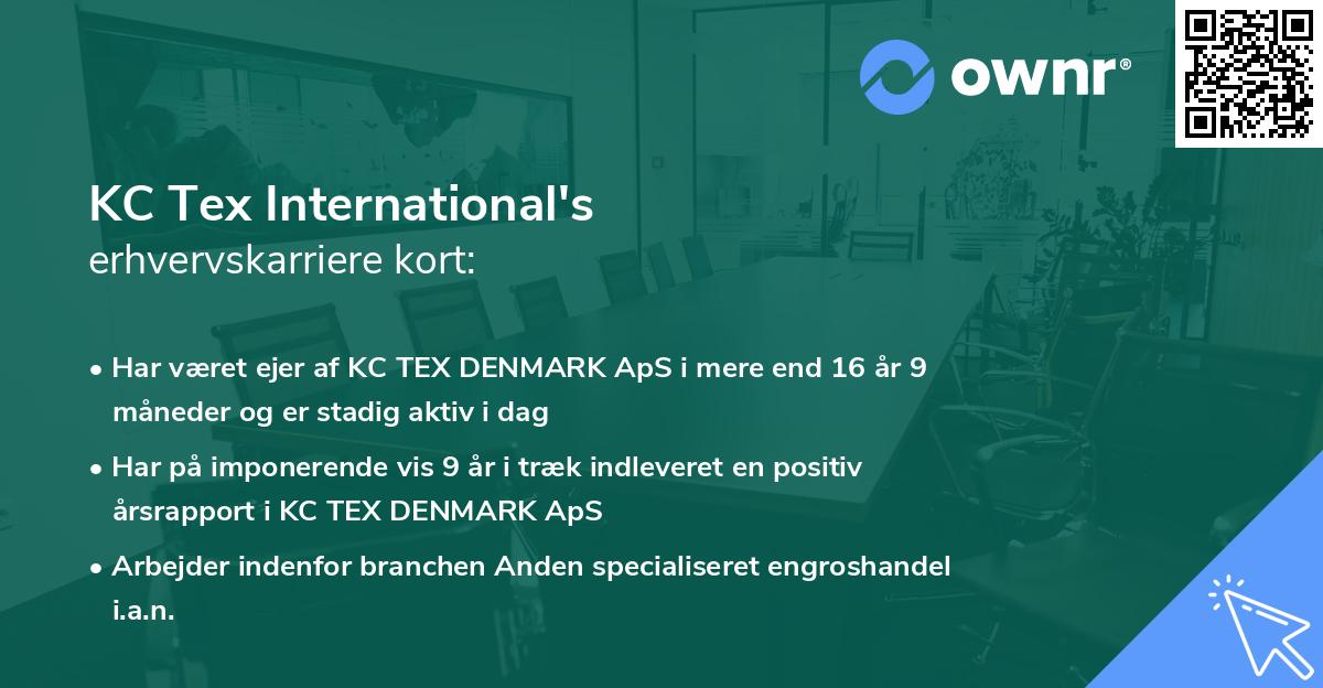 KC Tex International's erhvervskarriere kort