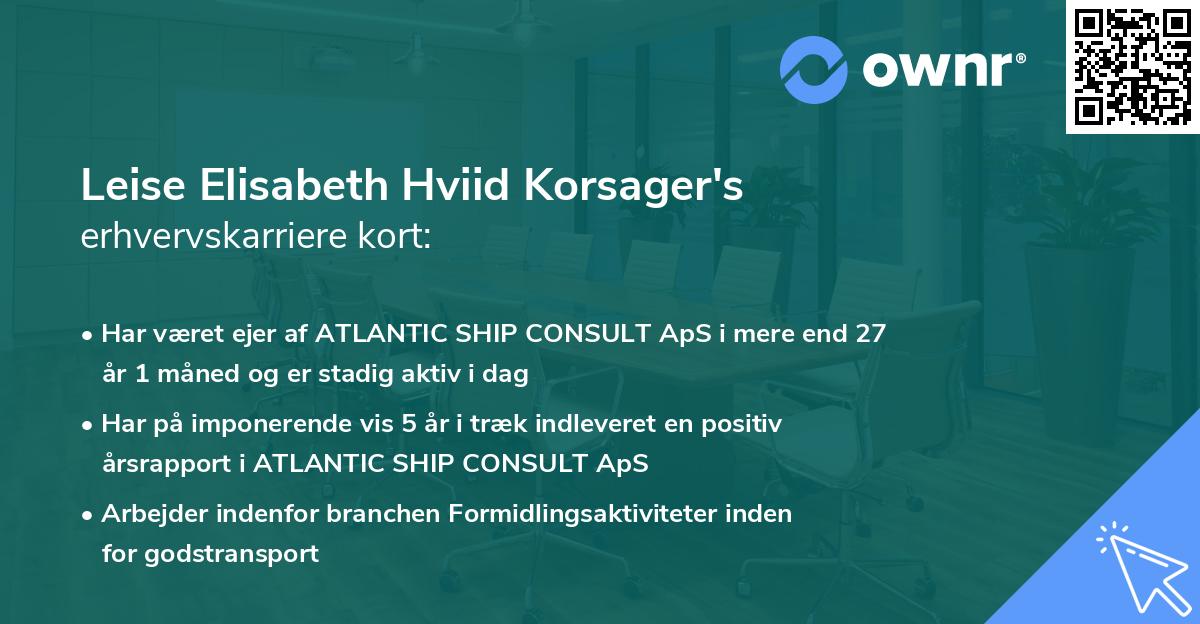 Leise Elisabeth Hviid Korsager's erhvervskarriere kort